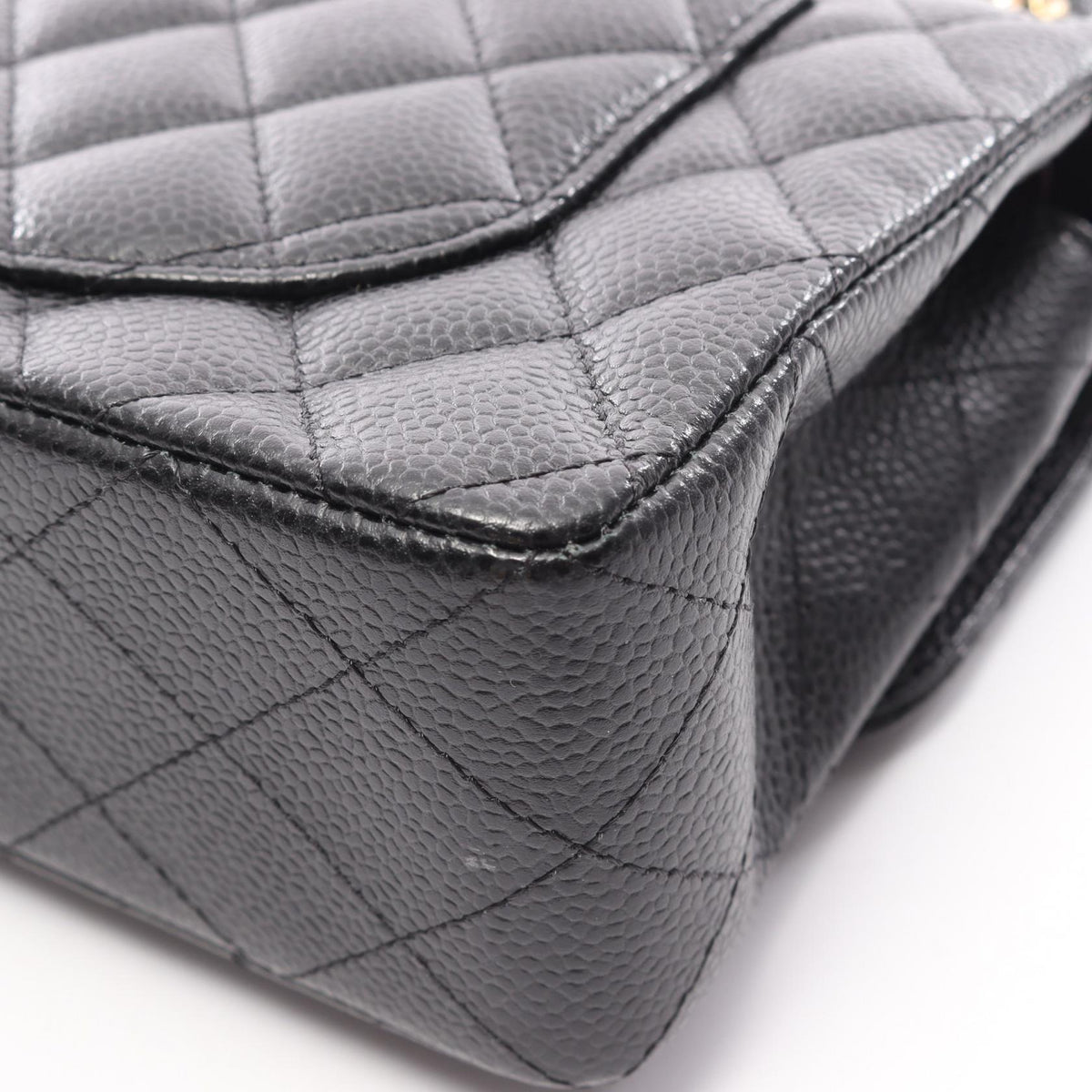 CHANEL Matelasse W Flap Calfskin Bag Black