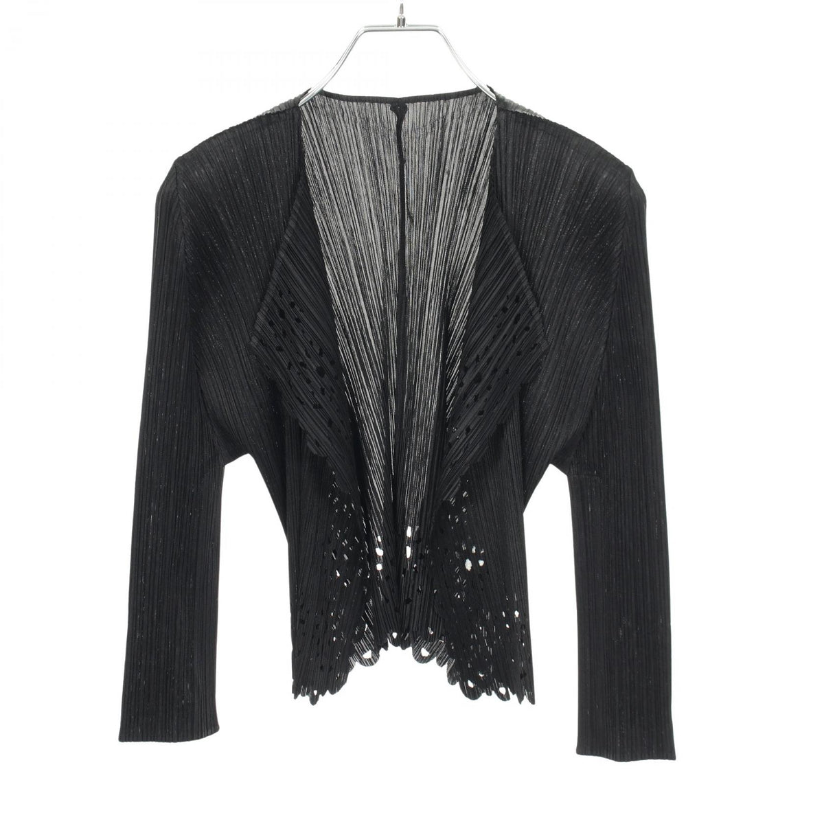 PLEATS PLEASE Pleated Punching Cardigan Black Size 4