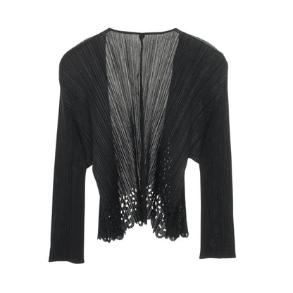 PLEATS PLEASE Pleated Punching Cardigan Black Size 4