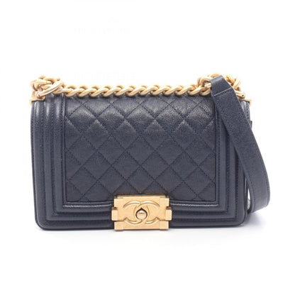 CHANEL Boy Chanel Small Calfskin Bag Navy