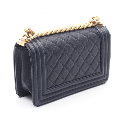 CHANEL Boy Chanel Small Calfskin Bag Navy