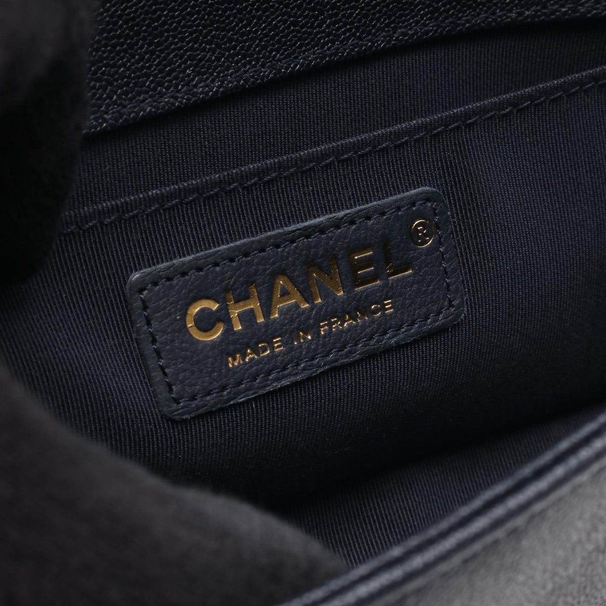 CHANEL Boy Chanel Small Calfskin Bag Navy