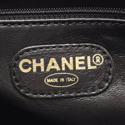 CHANEL Logo Black Caviar Skin Tote Bag