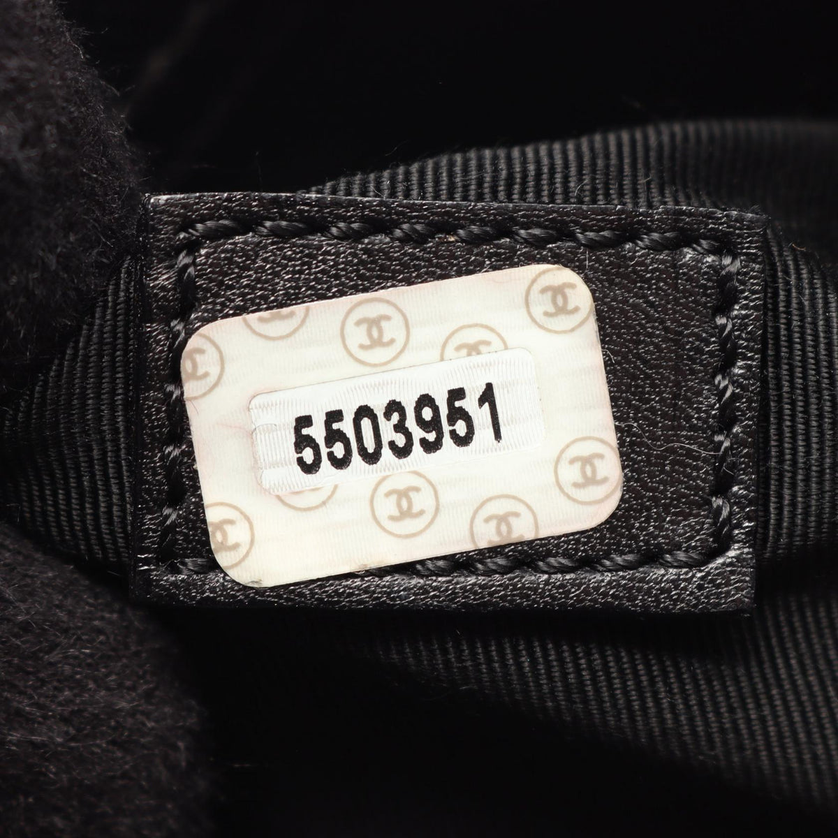 CHANEL Logo Black Caviar Skin Tote Bag