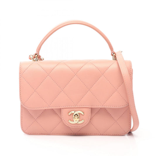 CHANEL Matelasse Top Handle 2-Way Bag Pink