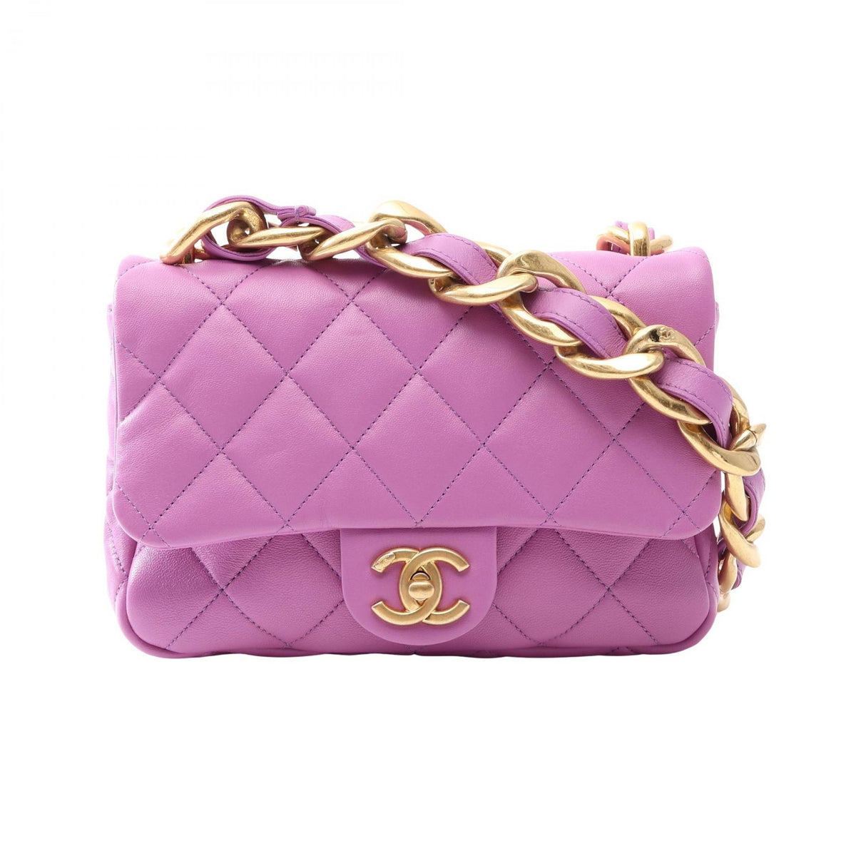CHANEL Matelasse Lambskin Bag Purple