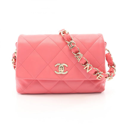 CHANEL Pink Lambskin Shoulder Bag