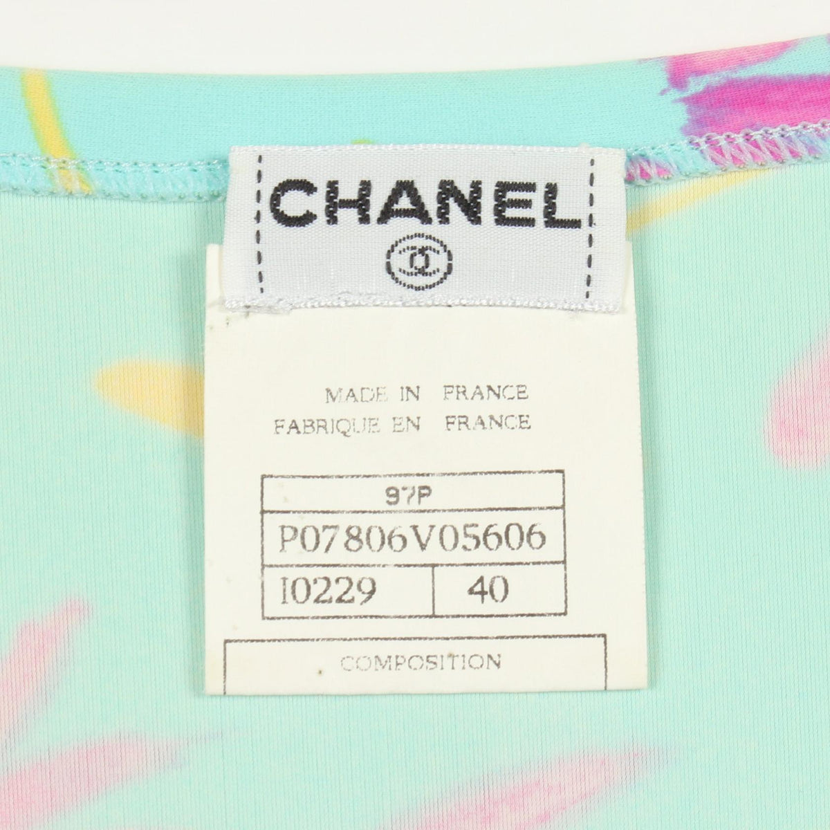 CHANEL Patterned Sleeveless Nylon Dress Blue Size 40