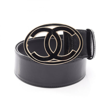 CHANEL CC Mark Patent Leather Belt Black Size 85/34