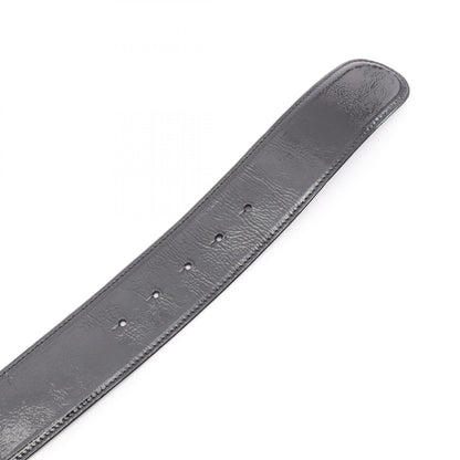 CHANEL CC Mark Patent Leather Belt Black Size 85/34