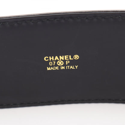 CHANEL CC Mark Patent Leather Belt Black Size 85/34
