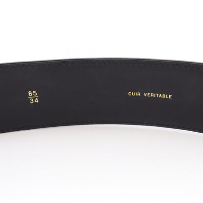 CHANEL CC Mark Patent Leather Belt Black Size 85/34