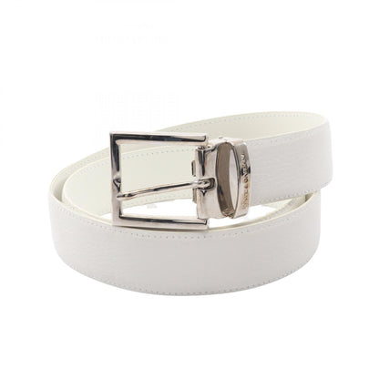 DOLCE & GABBANA Logo Buckle Leather Belt White Size 90CM