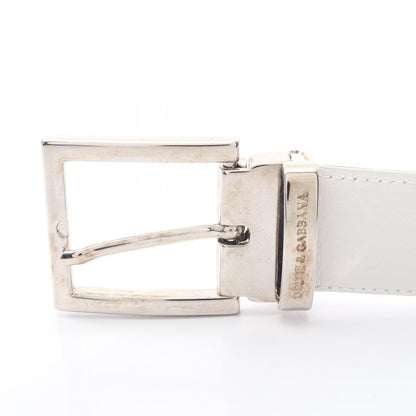 DOLCE & GABBANA Logo Buckle Leather Belt White Size 90CM