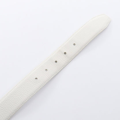 DOLCE & GABBANA Logo Buckle Leather Belt White Size 90CM
