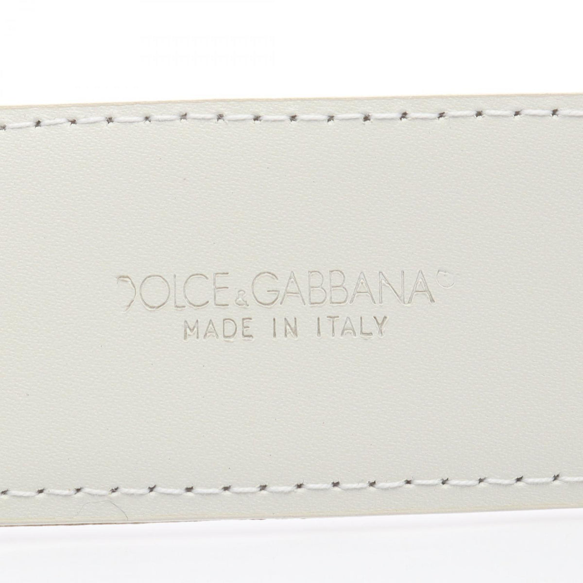 DOLCE & GABBANA Logo Buckle Leather Belt White Size 90CM