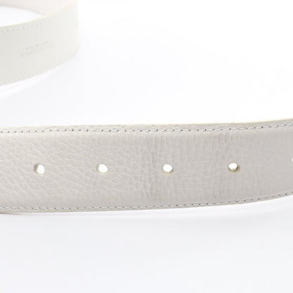 DOLCE & GABBANA Logo Buckle Leather Belt White Size 90CM