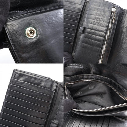 CHROME HEARTS Wave Cross Button Leather Wallet Black