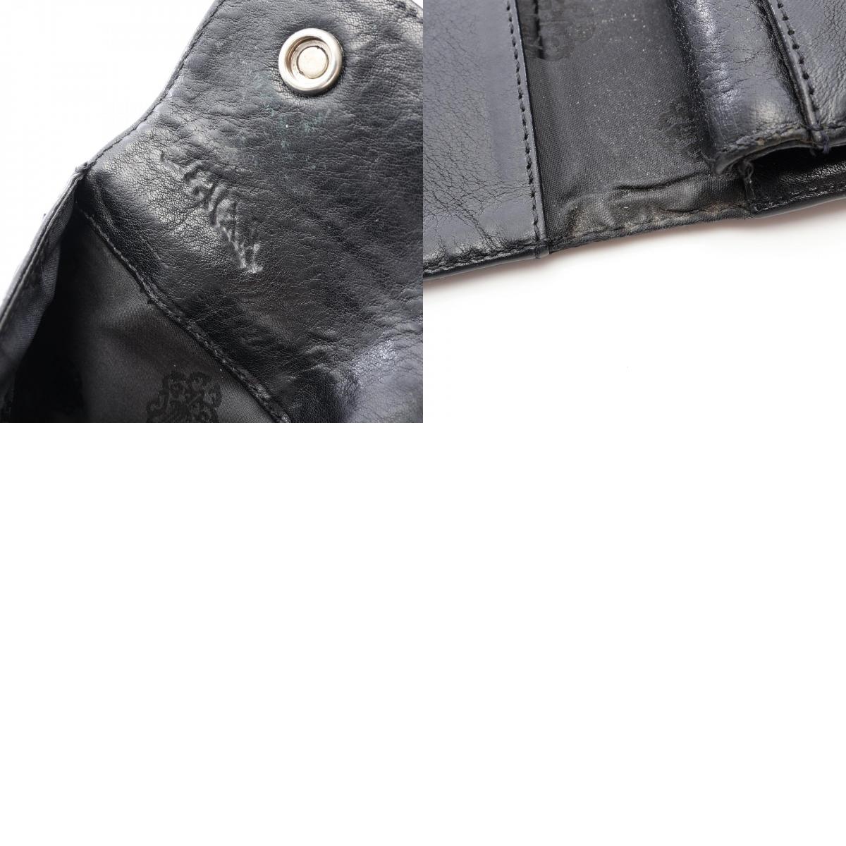 CHROME HEARTS Wave Cross Button Leather Wallet Black