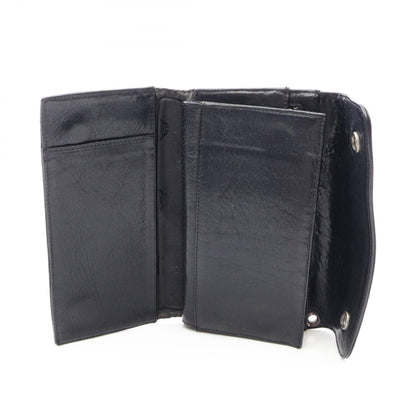 CHROME HEARTS Wave Cross Button Leather Wallet Black