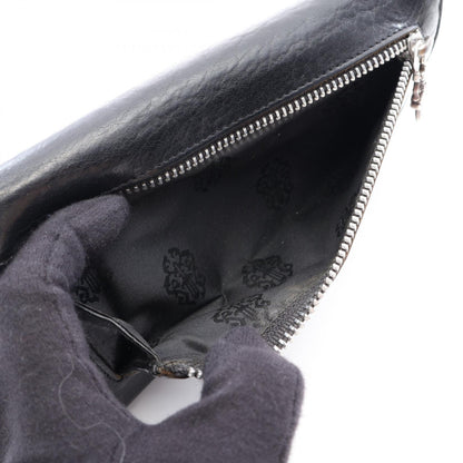 CHROME HEARTS Wave Cross Button Leather Wallet Black