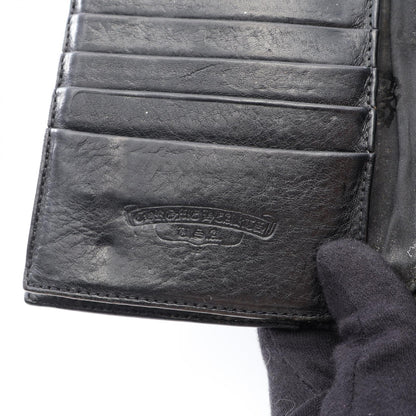 CHROME HEARTS Wave Cross Button Leather Wallet Black