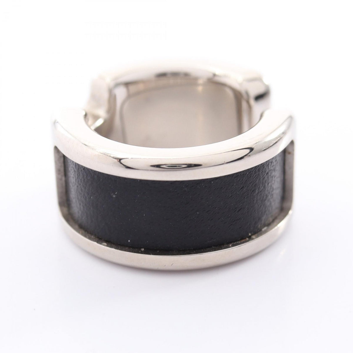 HERMES Olympe PM Stainless Steel Leather Black