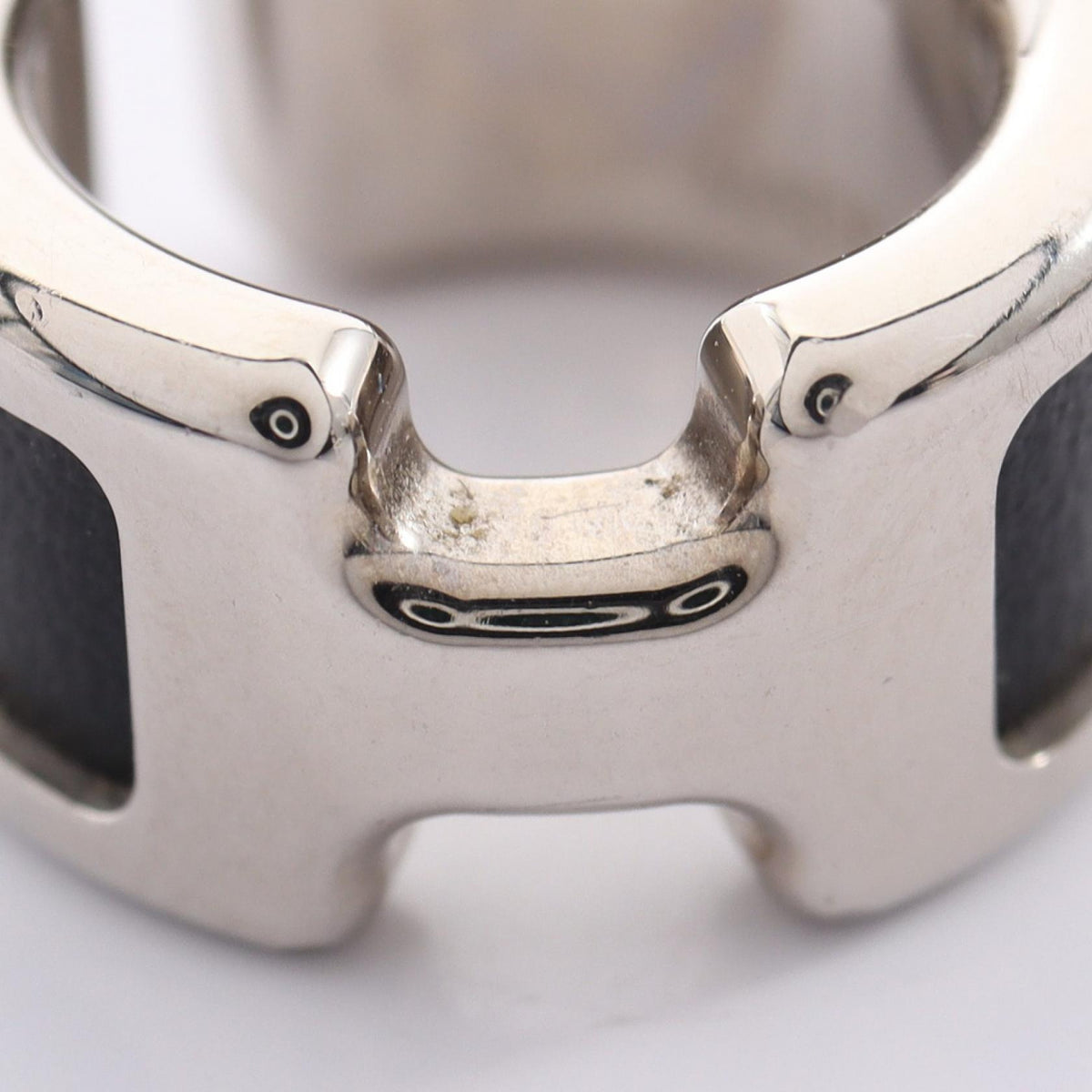 HERMES Olympe PM Stainless Steel Leather Black