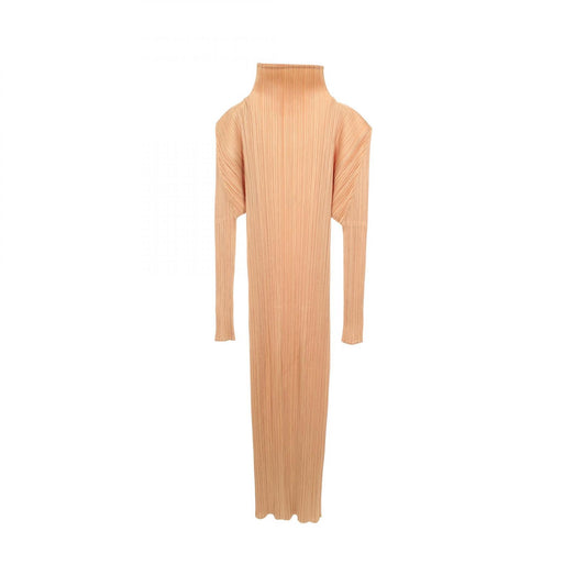 PLEATS PLEASE Pleated High-Neck Midi Dress Brown Size 4