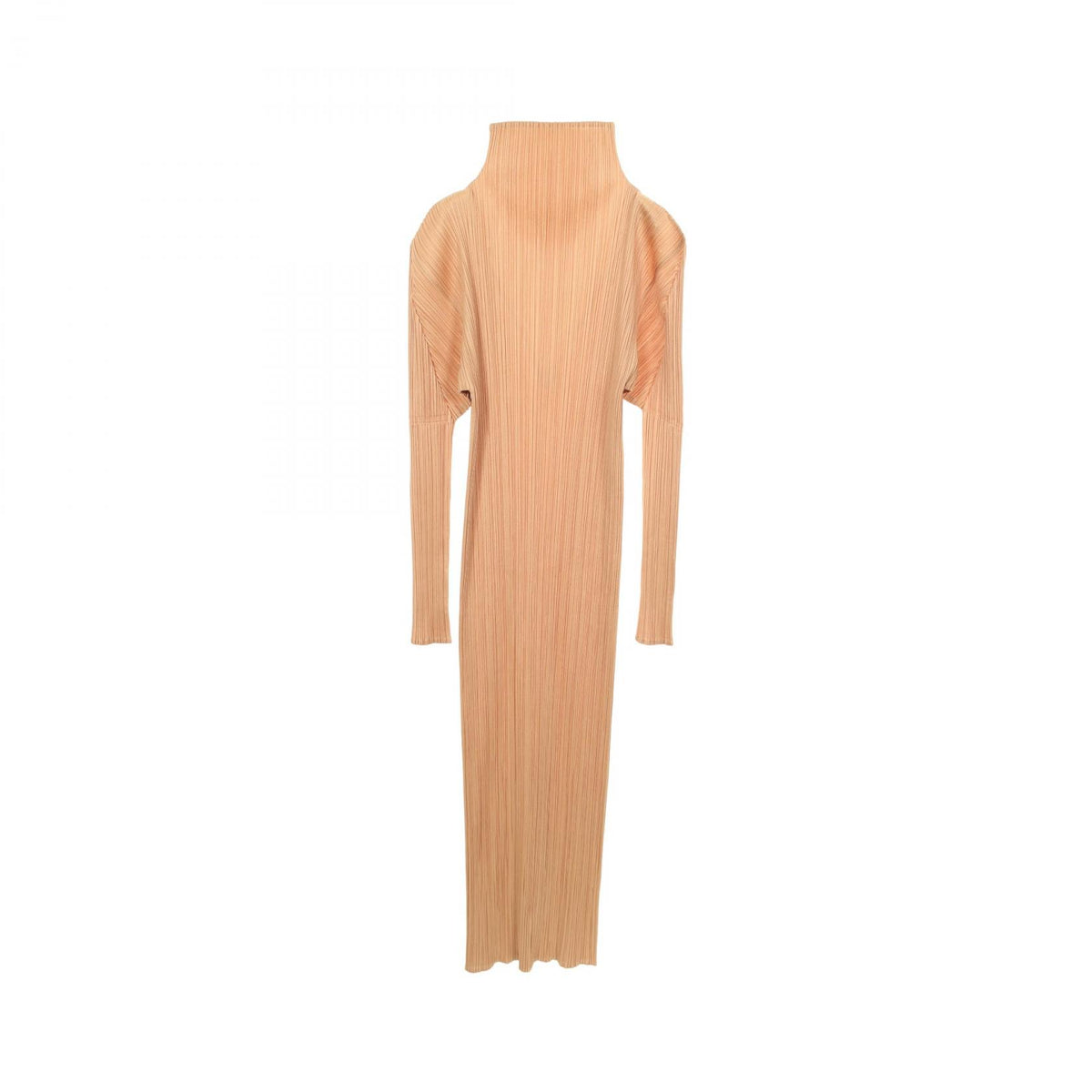 PLEATS PLEASE Pleated High-Neck Midi Dress Brown Size 4