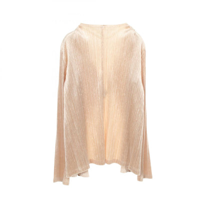 PLEATS PLEASE Pleated Velour Cardigan Beige Size 3