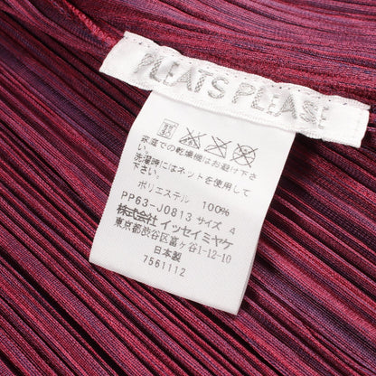 PLEATS PLEASE Pleated Polyester Cardigan Navy Purple Size 4