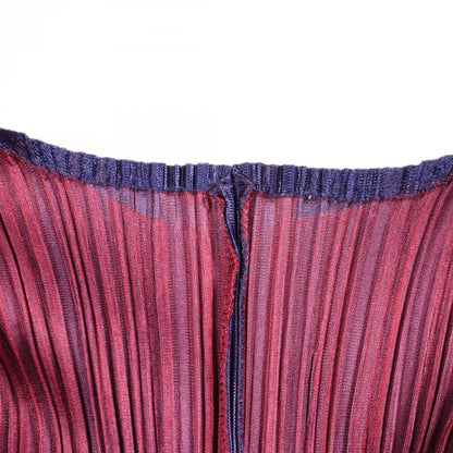 PLEATS PLEASE Pleated Polyester Cardigan Navy Purple Size 4
