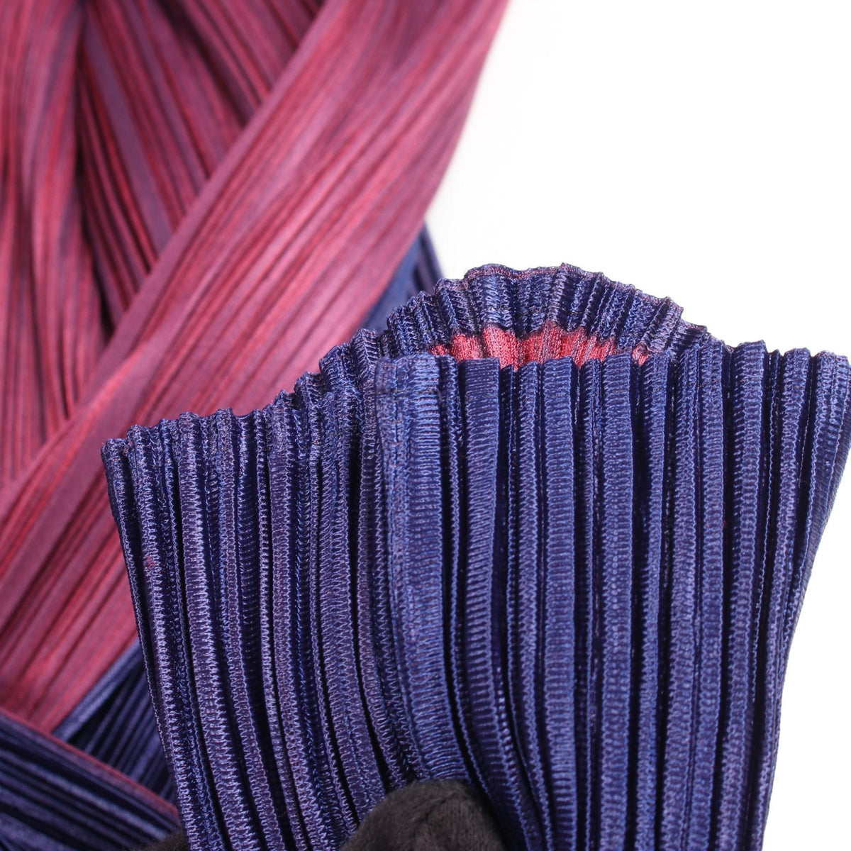 PLEATS PLEASE Pleated Polyester Cardigan Navy Purple Size 4