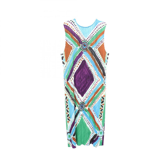 PLEATS PLEASE Pleats All-Over Print Sleeveless Dress Size 3