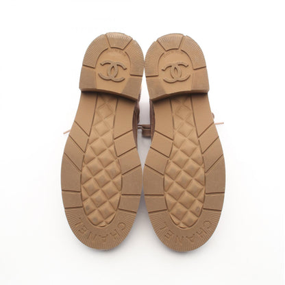CHANEL Coco Mark Lace-Up Shearling Leather Boots Size 39