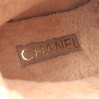 CHANEL Coco Mark Lace-Up Shearling Leather Boots Size 39