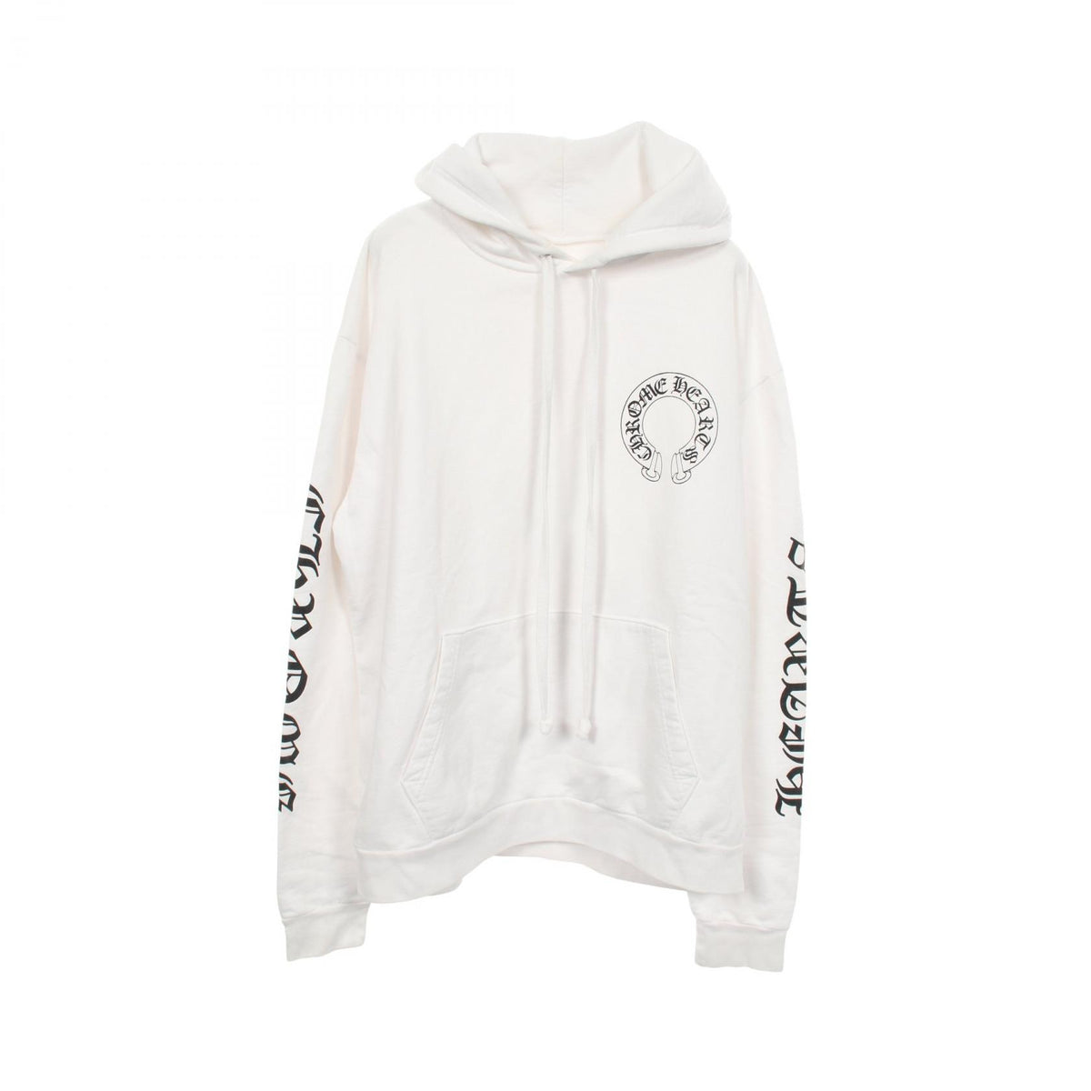 CHROME HEARTS Horseshoe Back Print Hoodie White Size S