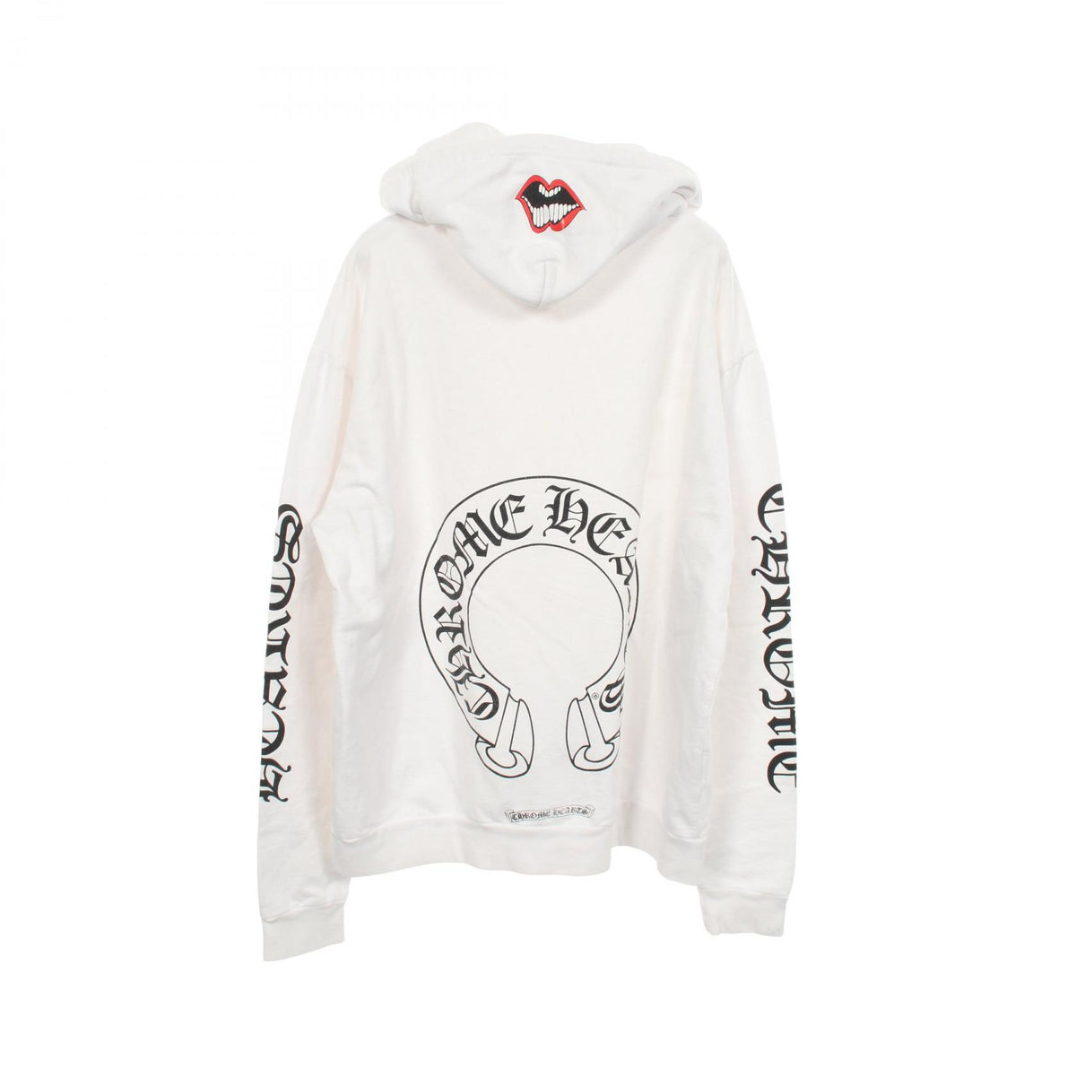CHROME HEARTS Horseshoe Back Print Hoodie White Size S
