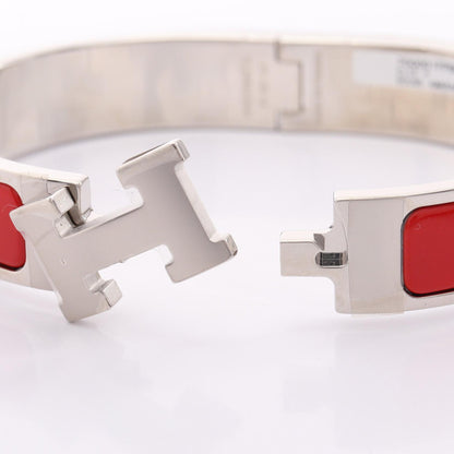 HERMES Clic Clac PM Silver Enamel Bracelet