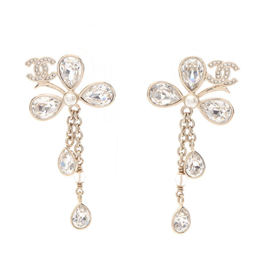 CHANEL Coco Mark Flower Drop Earrings Gold
