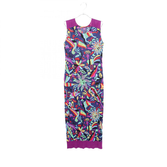 PLEATS PLEASE Pleated Allover Print Dress Blue Size 3