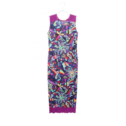 PLEATS PLEASE Pleated Allover Print Dress Blue Size 3