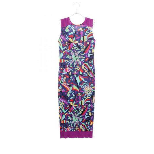 PLEATS PLEASE Pleated Allover Print Dress Blue Size 3