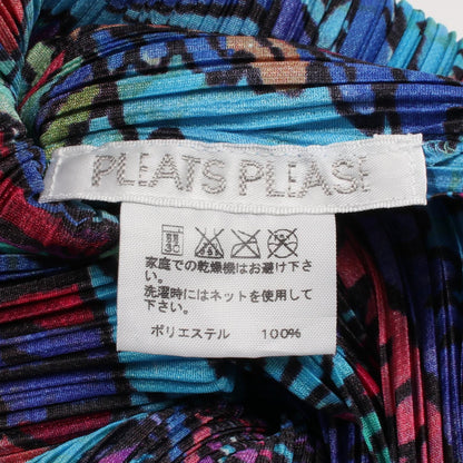 PLEATS PLEASE Blue Patterned Sleeveless Dress Size 4