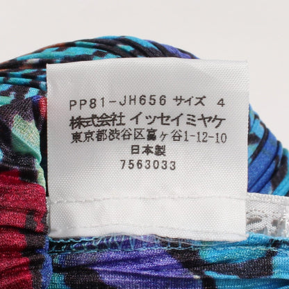 PLEATS PLEASE Blue Patterned Sleeveless Dress Size 4