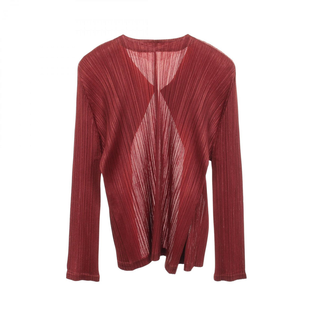 PLEATS PLEASE Pleated Brown Polyester Cardigan Size 3