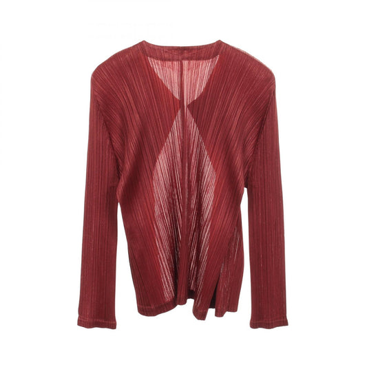 PLEATS PLEASE Pleated Brown Polyester Cardigan Size 3