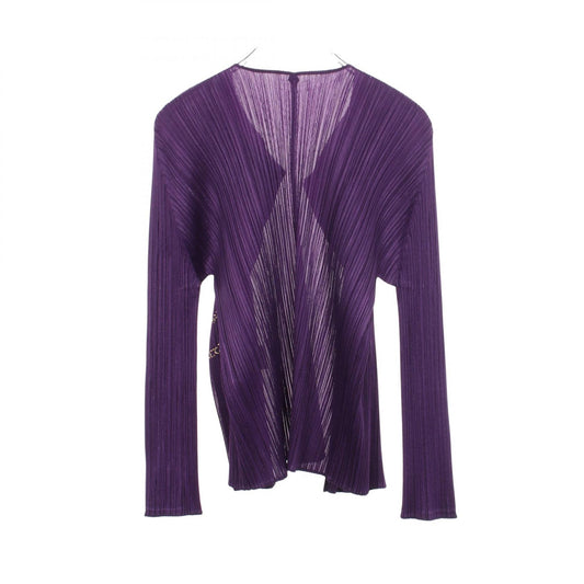 PLEATS PLEASE Pleated Embroidered Cardigan Purple Size 3