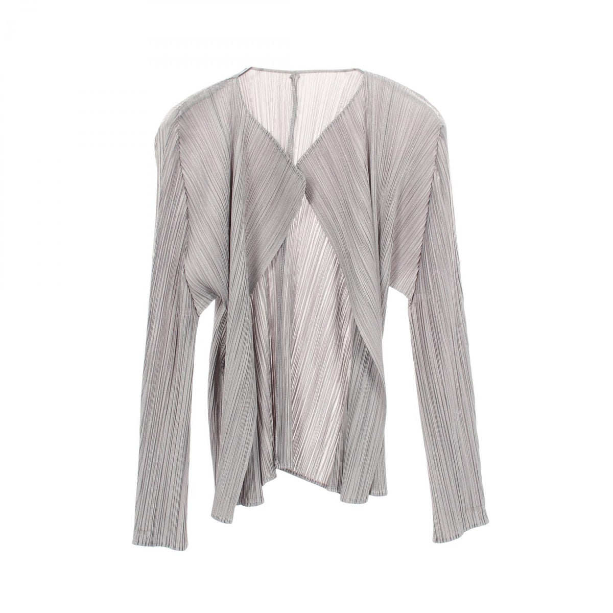 PLEATS PLEASE Pleated Polyester Cardigan Gray Size 3